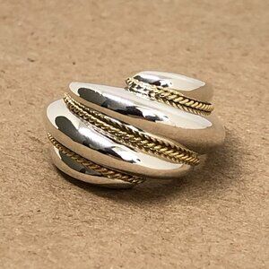 Tiffany & Co. Yellow Gold & Sterling Silver 925 Dome Shrimp Rope Ring